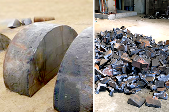 Our large-scale cracker splits late pig iron and our large-scale cutter cuts molten metal ingots  supply raw materials for casting.